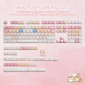 Womier Jelly Jade Keycaps, Translucent Cute Ragdoll Cat Key caps, Mao Profile, Custom 148 Keys Set for 100%, 75%, 65%, 60% Mechanical Keyboard