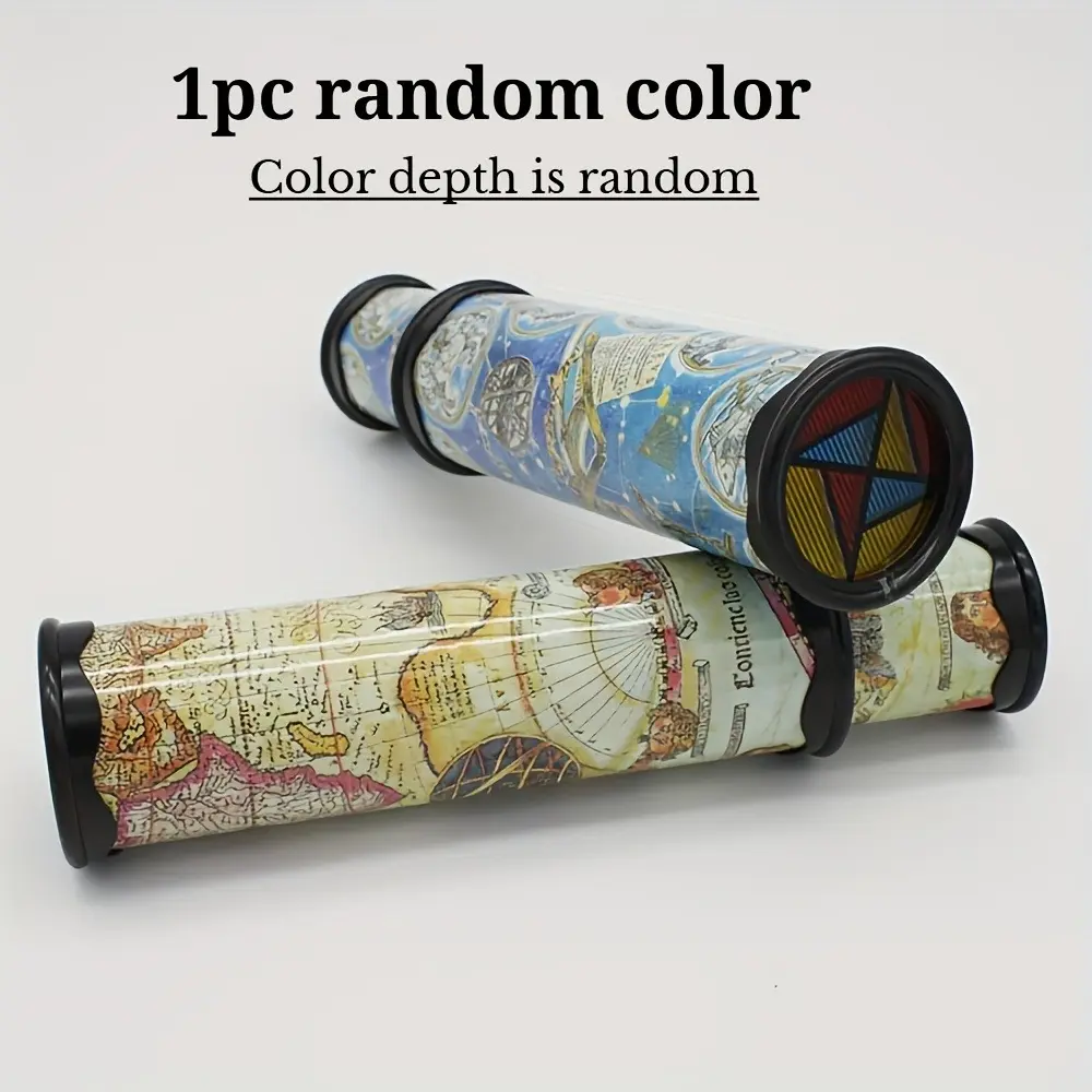 Classic Rotating Unisex Colorful Plastic Kaleidoscope, Vintage Map Design, STEM Learning Educational Sensory Toy for Kids to Inspire Imagination & Brain Development