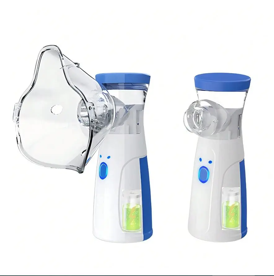 2 pcs Rechargeable Ultrasonic Handheld Mist Sprayer with Built-in 400mAh Battery, Includes Mask & Mouthpiece, Compact & Self-Cleaning, Ideal for Home & Travel Use（No need to install batteries.）