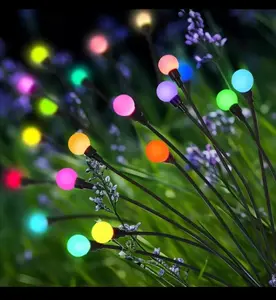 2Pack 8/10 Solar Lights Outdoor, Garden LED Light Swing Waterproof LED Firefly Lamp, Solar LED Light Glowworm Flexible Wire for Outdoor, Yard, Patio, Christmas New Year Decoration