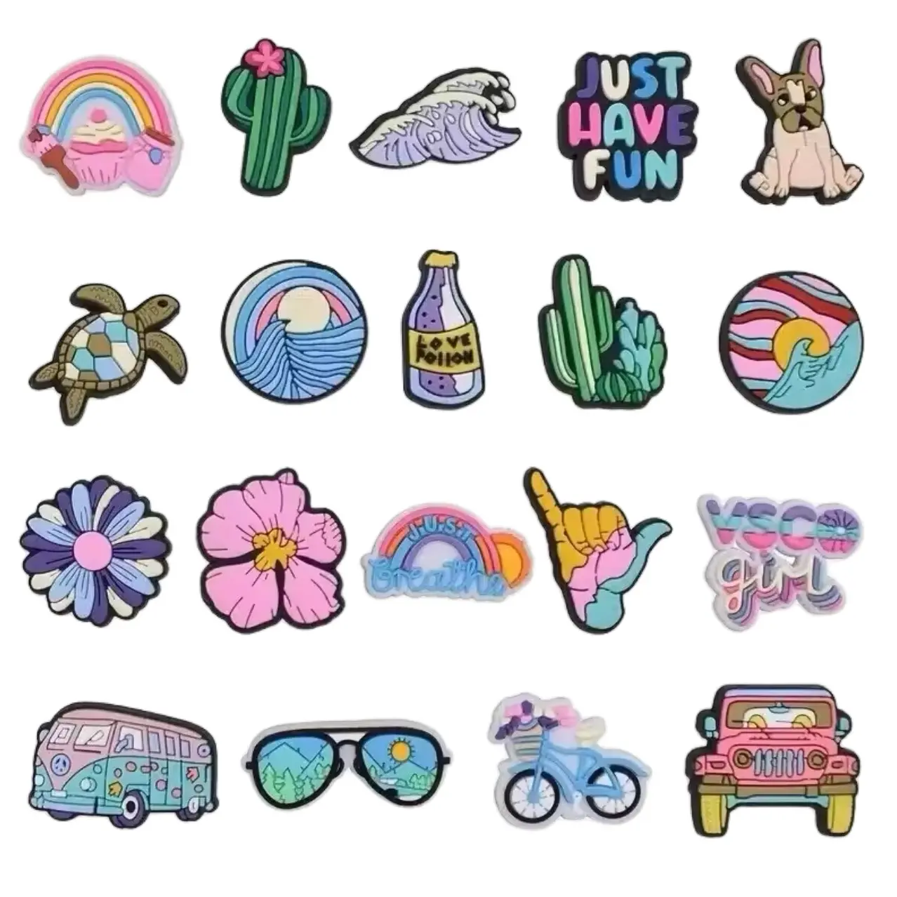 19 pcs Or 26 pcs Cute charms for crocs , tote bags and Bogg Bags Shoe Footwear Decor Comfort Lightweight