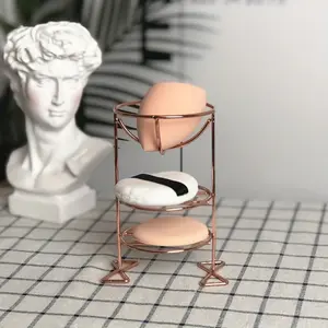 Metal Air Cushion Powder Puff Holder, Beauty Egg Storage Rack, Sponge Powder Puff Egg Holder, Three Layers Metal Puff Storage Rack, Makeup Accessories Organizer, Teenager Gift