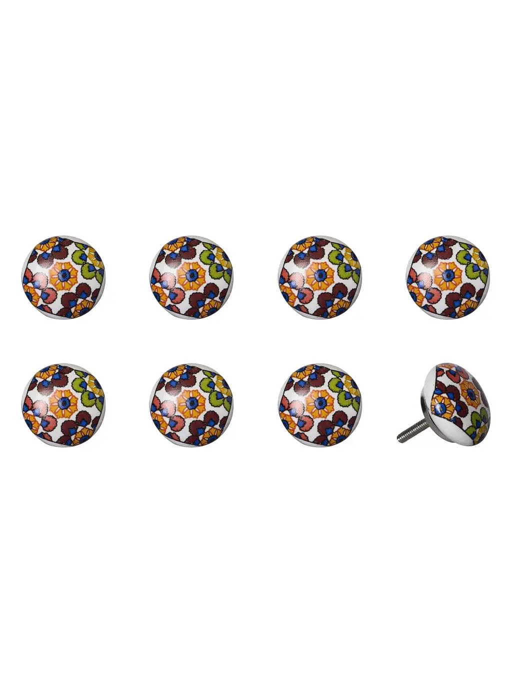 212 MAIN Ceramic-Metal Drawer Pull Knobs - Blue & Orange, Set of 8, Door Hardware for Large Home Appliance Parts & Accessories