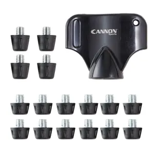 Cannon Sports 16 Nylon Cleat Spikes with Wrench – 2 Sizes (12 x 8mm + 4 x 11mm) Replacement Studs for Soccer, Rugby, Lacrosse, Football – Fits M6 Thread Cleats – Firm Ground & Turf