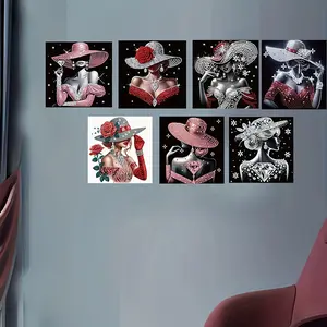 7PCS/set 30x30cm(11.8x11.8 inch) Sparkling Elegant temperament Woman 5D DIY Special Shape Crystal Bright partial Diamond Painting Mosaic sparkling gem Art Making Crafts, Handicraft Gifts,Wall Decoration Diamond Patterns Home Decor No Frame