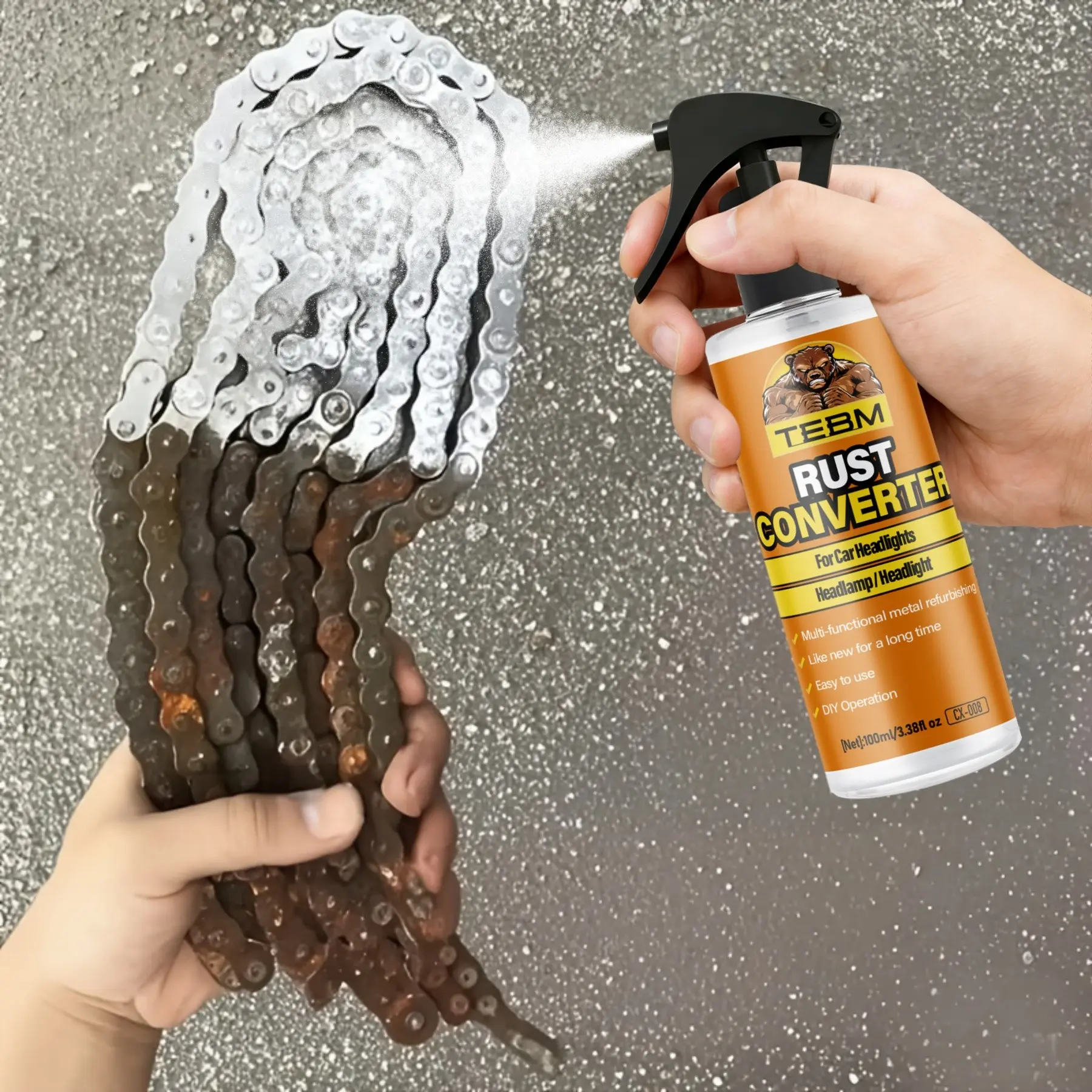 High-Efficiency Rust Remover for Car Wheel Hubs, Anti-Rust Metal Refinisher, Engine Cover Protection, Compatible with Various Scenarios, Rust Converter, Automotive Rust Remover, Rust Removal Spray