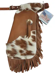 R Bar K/Custom Made Leather Chinks /Size 3/4 Leather Kids Chinks/Hair On Cowhide Kids Chinks