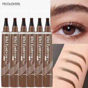6pcs/set  Natural Wild Eyebrow Pen Waterproof 4 Fork Eyebrows Pen Eyebrow Tattoo Waterproof Liquid Black Eye Brow Makeup Pencil Eyebrow Pencils Makeup Products