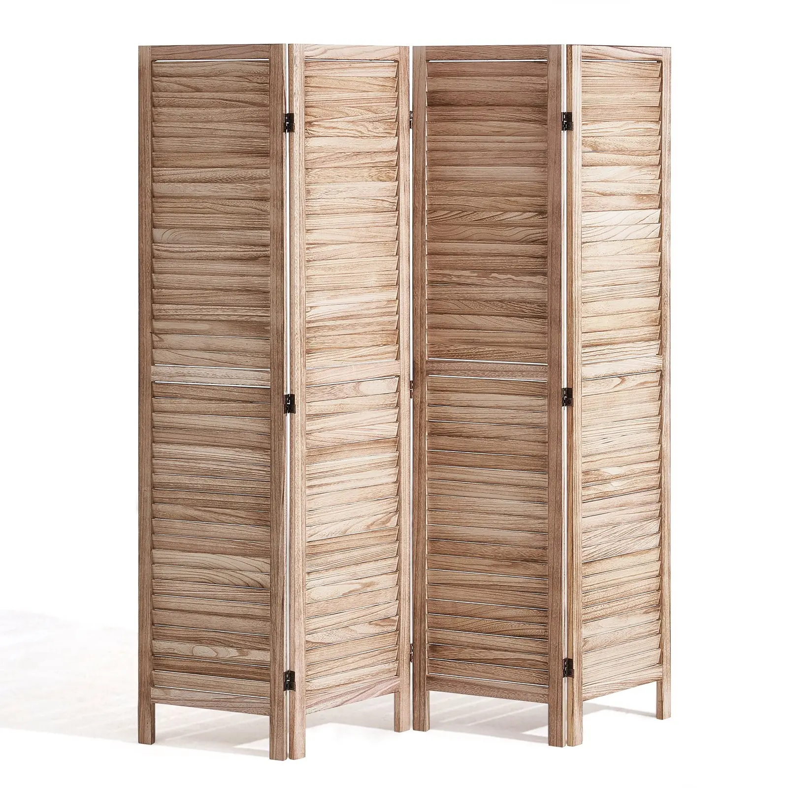 【SuperBrandDay】VEVOR Wood Room Divider, 4 Panel Wood Folding Privacy Screen, 66.9 Inches Tall Indoor Louvered Wooden Partition, Portable Decoration Screen, for Room Separation, Home, Office, Restaurant & Bedroom, Adjustable Room Divider, Foldable Partiti