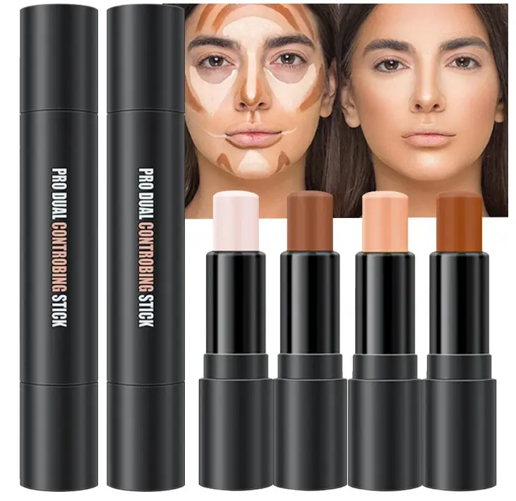 evpct 4 Colors Contour Stick Makeup Set, Cream Concealer Stick Contouring Palette Makeup Kit for Beginners, Nose Bronzer Sticks, Liquid Face Highlighter Make up contorno maquillaje, 01+03