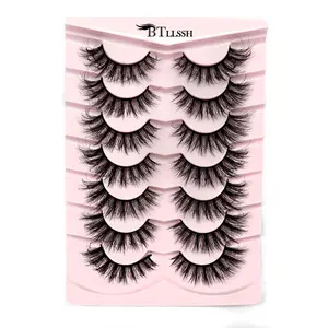 Fluffy False Eyelashes, Faux Cluster Lashes, Natural Curling Eye Makeup Strip Lashes for Lashes Extensions, Volumized Lightweight False Eyelashes for Women & Girls