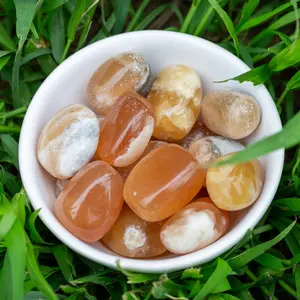 Down To Earth Orange Calcite Tumbled Healing Crystals for Cancer Zodiac Signs Energizing Uplifting Properties 1 Inch Polished Pieces