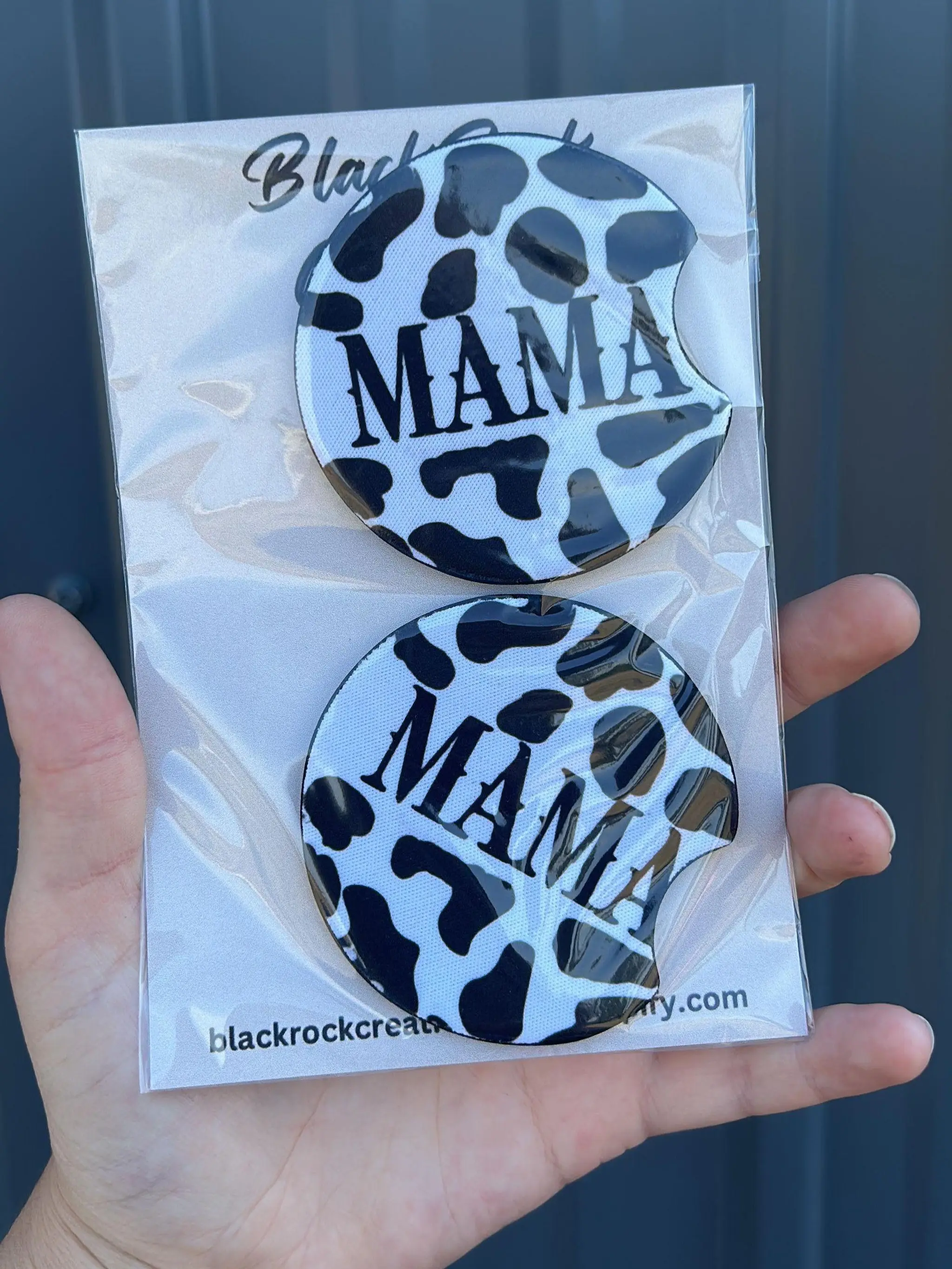 mama cowprint western car coasters set of 2 mama cowprint western car coasters set of 2