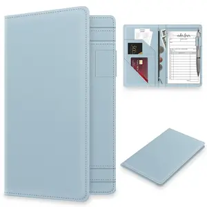Server Book with Zipper Pocket for Waitress, Cute Waiter Server Wallet, Booklet Restaurant Waitstaff Organizer, Serving Guest Check Book Holder  Pocket Fits Server Apron, Ice Blue
