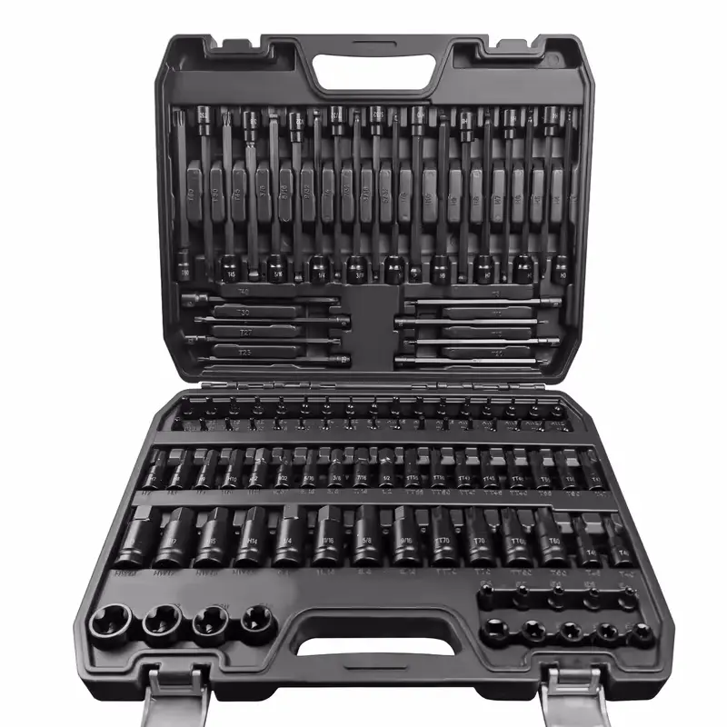 107PCS Allen and Torx bit socket set, 1/4", 3/8" and 1/2" Drive,Extra long torx/Tamper proof torx/Hex/Ball End Hex,SAE/Metric socket set,Professional-Grade Auto & Motorcycle Repair Tool Kit Universal