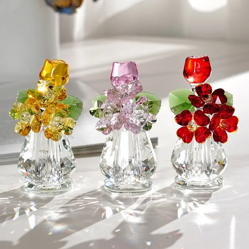Crystal Pomegranate Rose Vase Decoration, Flower Vase, Elegant Home Decor, Unique Gift Idea, Fashionable Tabletop Ornament, Perfect Living Room, Valentine's Day Gift, Home Decorative Vase, Decorative Vases for Home Decor