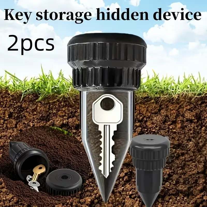 2-Piece Key Hider Set, Realistic Design (conical Shape + Cover), Outdoor Garden Yard Waterproof Lockbox, Easy Insertion, Corrosion Resistant, Hidden Safebox, Security Box