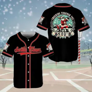 Santa Claus Merry Christmas Baseball Jersey, Smashing Through The Snow Baseball Jersey T-shirt