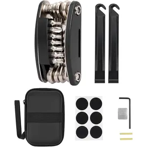Bike Repair Tool Kit - 16 in 1 Bicycle Multitool Portable Mountain Bike Tool Cycling Maintenance, Bike Hex Key Wrench & Bike Tube Patch Kit & Tire Lever & Hard Carrying Case,Car Repair Tools