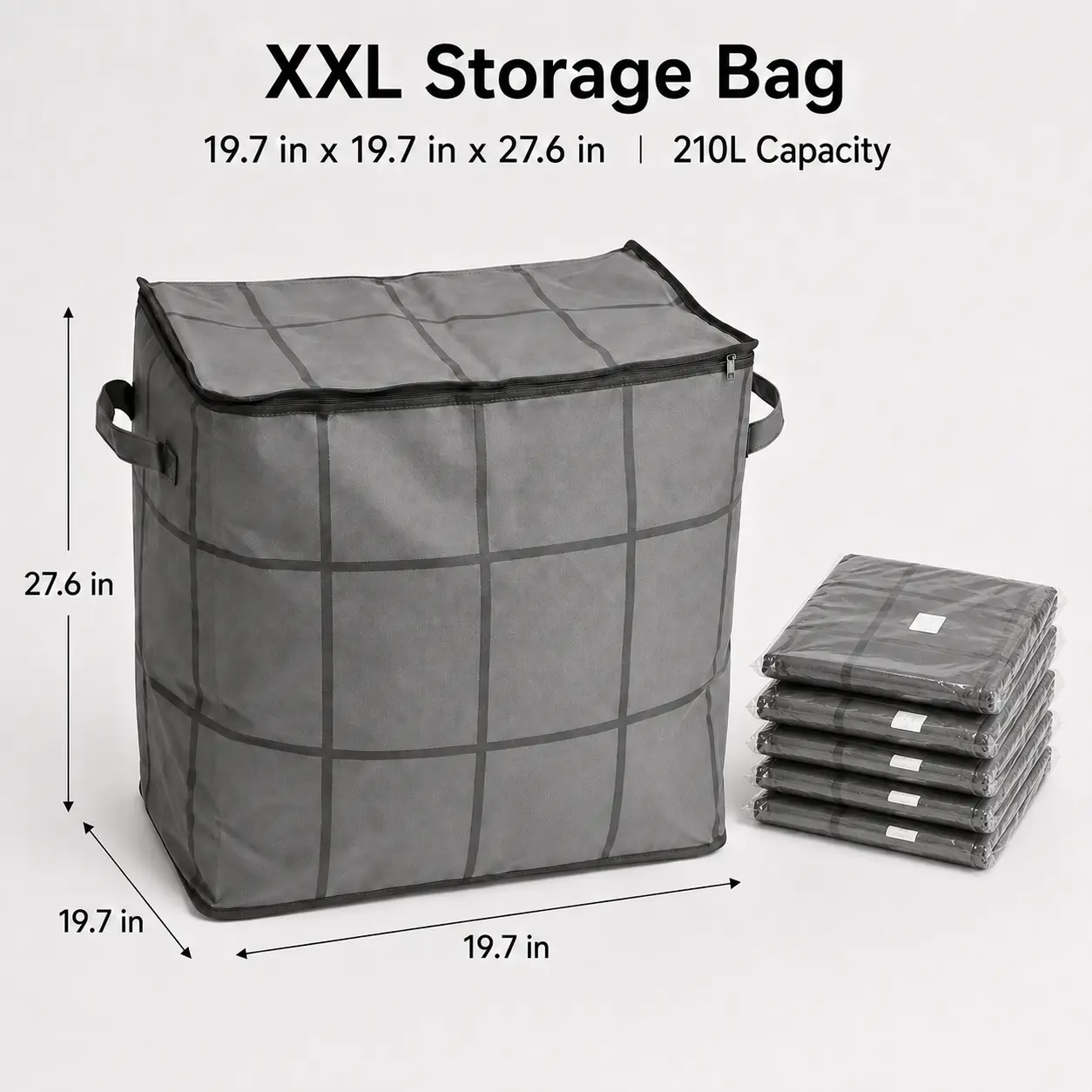 Spacious Moving Storage Bin, Zippered Organizer for Quilts, Bedding & Sweaters, Large Capacity Fabric Bag for Moving Day, Closet & Bedroom Use