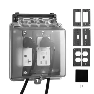 VEVOR Outdoor Outlet Cover, 2-Gang Weatherproof Electrical Outlet Cover with Lockable Design, High-Strength PC Material, 12-in-1 Outside Receptacle Socket, Horizontal/Vertical for Easy Installation