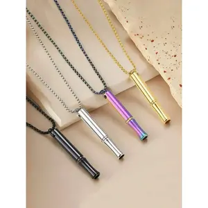 Outdoor Camping Stainless Steel Necklace, Stress Relief Pendant, Unisex Casual Jewelry, All Seasons Meditation Necklace