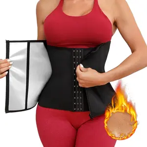 Women's Sauna Sweat Belt Waist Trainer, Hot Shaping Abdominal Trimmer, Fat Burning Zipper/nail Buckle Slimming Shirt, Sports Waist Support