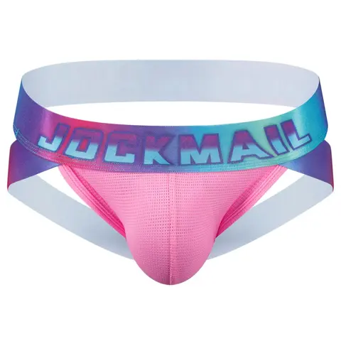 LGBTQ+ Men's Ombre Letter Tape Cut Out Jock Strap, Fashionable Breathable Comfortable Underwear for Daily Wear, Men's Sexy Underwear for All Seasons, Breathable Comfy Underwear, Breathable Soft Underwear, Nylon Underwear, Stretchy Underwear