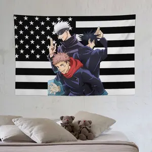 Jujutsu Kaisen Gojo Satoru tapestry anime interior decoration bedside sofa living room hanging painting poster Black flag background wall