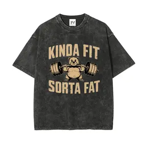 Funny Weightlifting Bear Washable Direct-to-Garment Tee – 100% Cotton Vintage 260g Heavyweight Oversized Gym Shirt