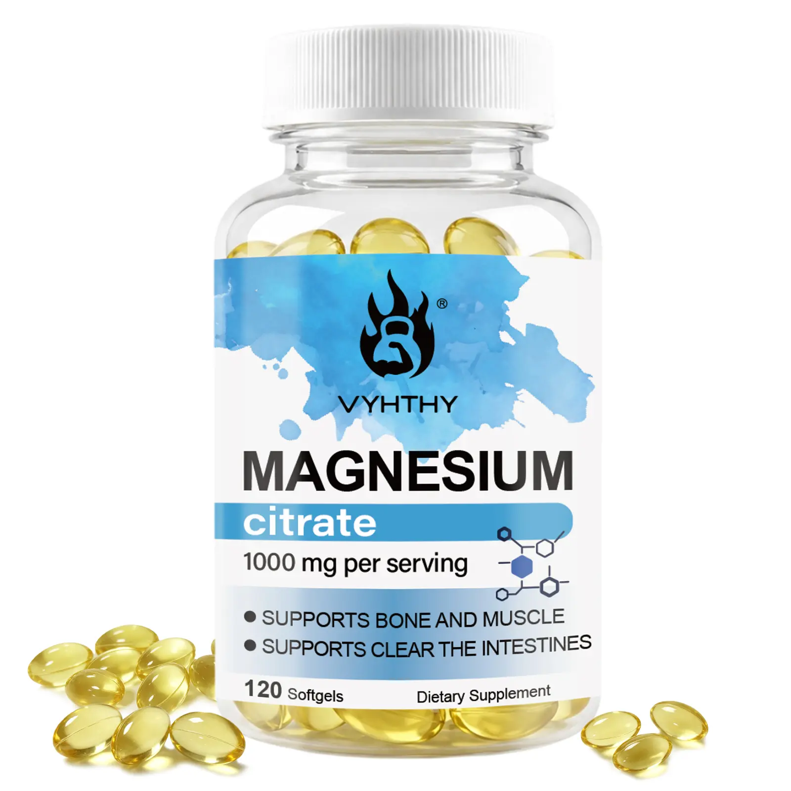 VYHTHY Natural Magnesium Complex Mineral Dietary Supplement - 1000mg Citrate & Oxide Blend, 120 Softgels, High Absorption Constipation Aid, 2-Month Supply for Digestive, Muscle, Bone & Sleep Support