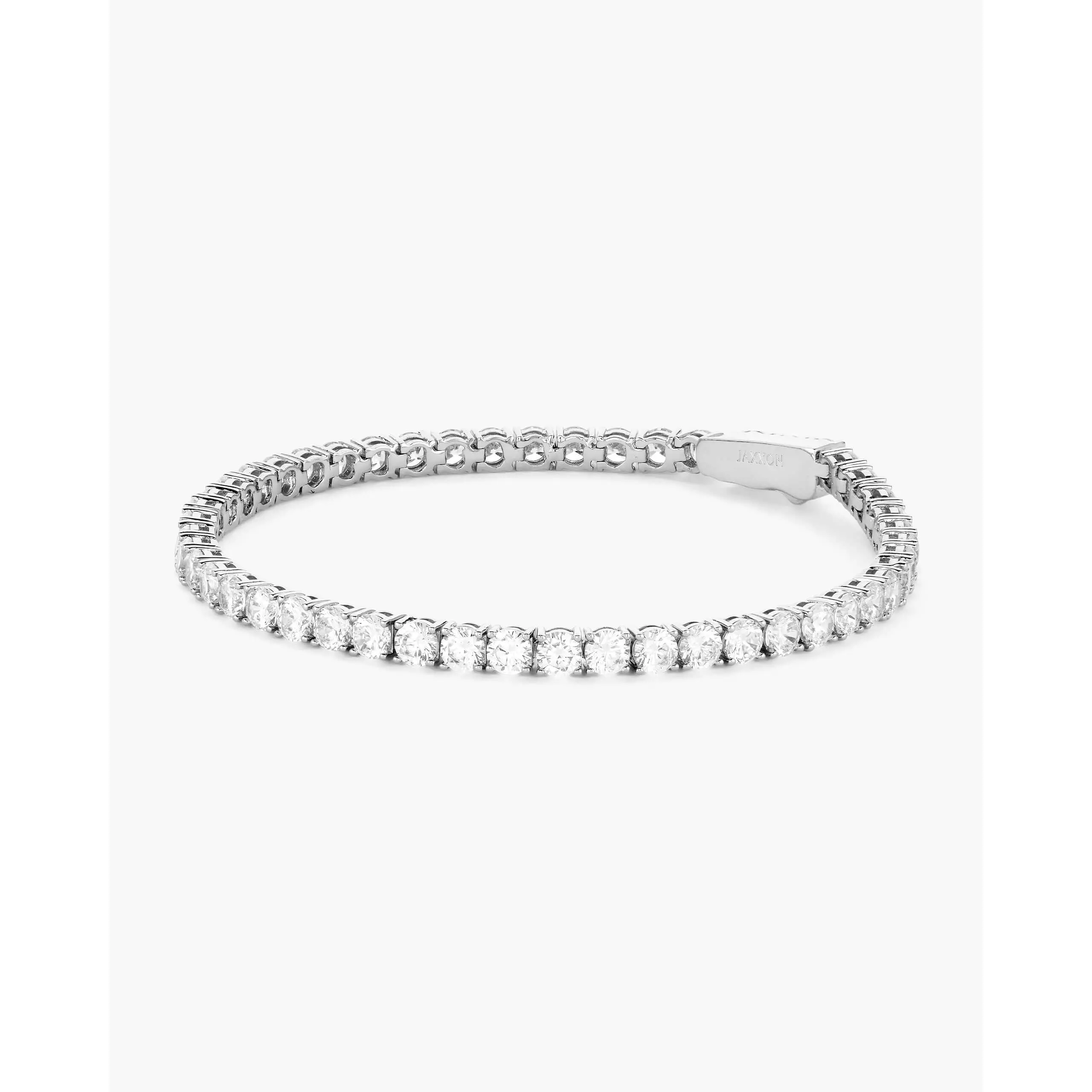 JAXXON Tennis Bracelet Round Cut - Silver - Box Clasp