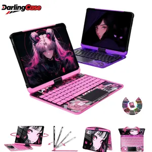 DarlingCase for iPad Air 11/13 inch 2025 Case, iPad A16/10th Gen Case, iPad Pro 11/13 inch case, Air 5th/4th Case, 360° RotatingMulti-Touch Trackpad, RGB Backlit Keyboard, TransparentBack, Pencil Holder, Type-C Charging