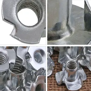 20-piece T-nuts M4 M5 M6 M8 M10, thread-embedded tee nuts, suitable for four-point embedded nuts for climbing, brackets, and cabinet woodworking furniture, Hardware