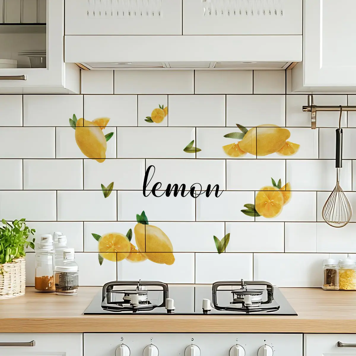 A (30*60cm) lemon leaf 2D flat wall sticker, home decoration self-adhesive wall sticker, Decorative Wall Sticker, Wall Decal, M20950-NC