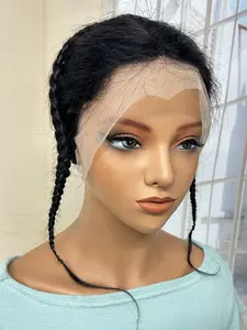 13x4 Transparent Glueless Lace Frontal with Braids Natural Remy Human Hair Lace Closure, No Glue Needed, Cornrow Styles, Ideal Christmas Gift