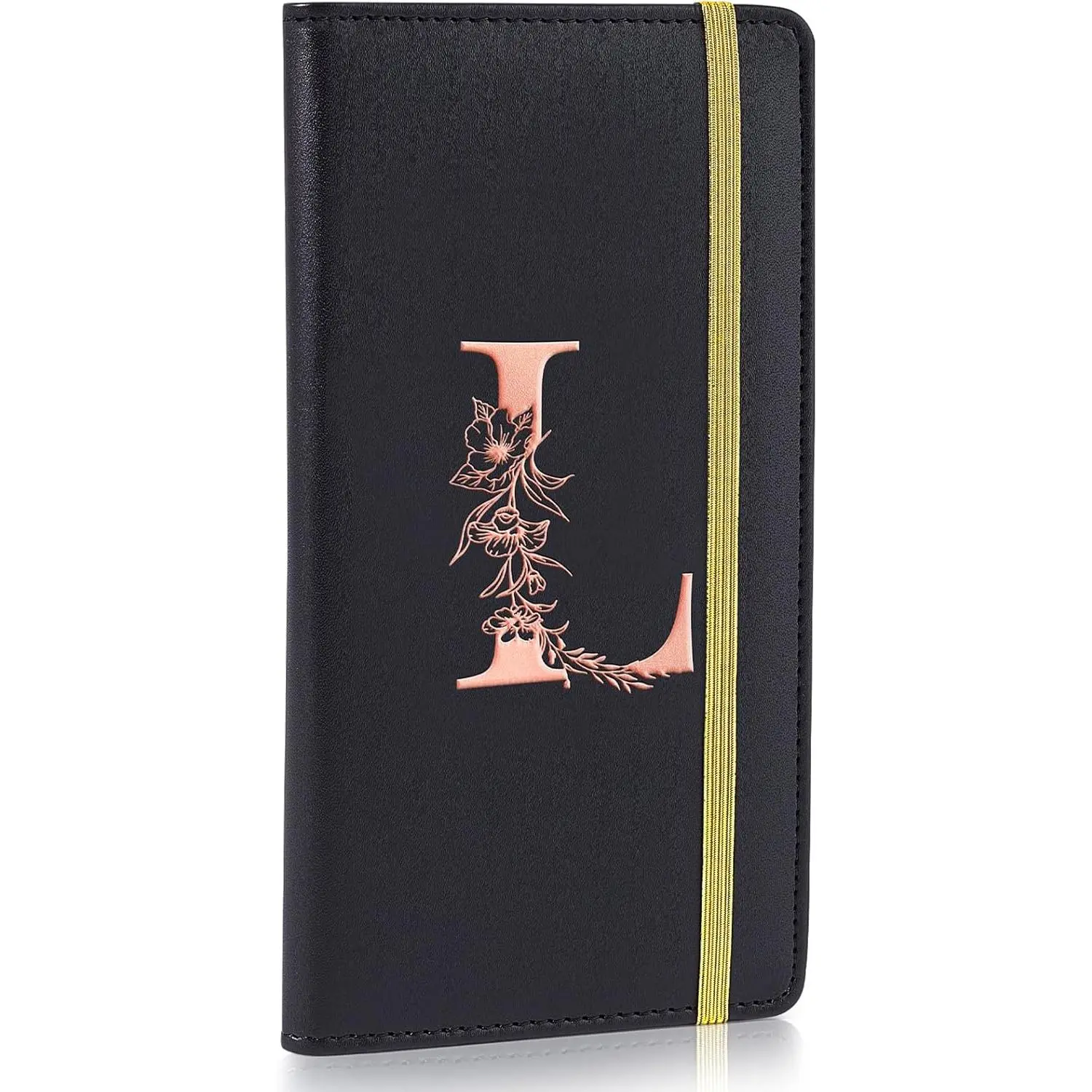 Checkbook Covers for Personal Checkbook, RFID Blocking Checkbook Holder Alphabet Checkbook Cover for Duplicate Checks, Black L