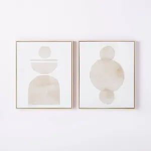 (Set of 2) 20" x 24" Abstract Shapes Framed Canvas Brown - Threshold designed (Set of 2) 20" x 24" Abstract Shapes Framed Canvas Brown - Threshold designed