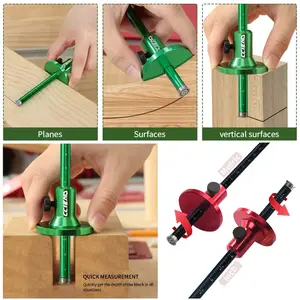 Wood Marking Tool with Clear British/millimeter/Inches Scale, Adjustable Woodworking Marking Tool, Wheel Marking Gauge, Carpenter's Marking Tool, Parallel Line Drawing Tenon Hole Measuring Tool, Measuring Ruler, Hand Measuring Tool, Measuring Instrument