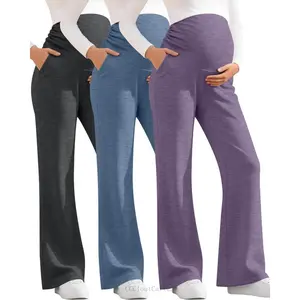 3 Pack Women's Maternity Pants Over The Belly Pregnancy Pants Comfy Bootcut Pregnant Sweatpants with PocketsCCCloutCart22