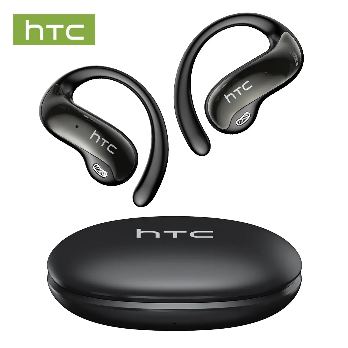 hTC NE19 Earphones True Wireless Bluetooth 6.0 OWS Headphones with Touch Control Lightweight Built-in Mic for Music Playing & Phone Calls