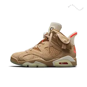 Khaki Brown Suede High-Top Retro Basketball Shoes