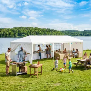 Waterproof Outdoor Party Tent with Steel Frame, Sidewalls, Windows & Manual - 10'x10'/20'/30' White Canopy Shelter, Tents for Camping, Ideal for Parties & Weddings