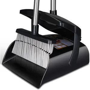 Broom and Dustpan Set with Lid Indoor Upright Dustpan Broom and Dustpan Set Combo Dust Pan with Long Handle Household Essentials Office Kitchen