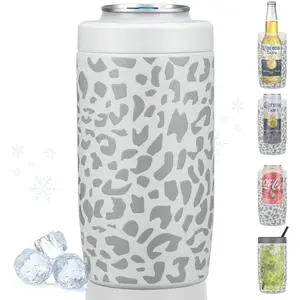 4-in-1 Slim Can Cooler Easy to Hold Insulated Beer Can Holder Double-walled Stainless Steel for All 12 Oz Cans Gift Drinkware