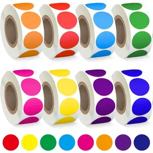 4000 PCS 3/4" Colored Dot Circle Stickers Color Coding Labels 8 Color Styles for Office Student Classroom 8 Rolls 3/4 Inches