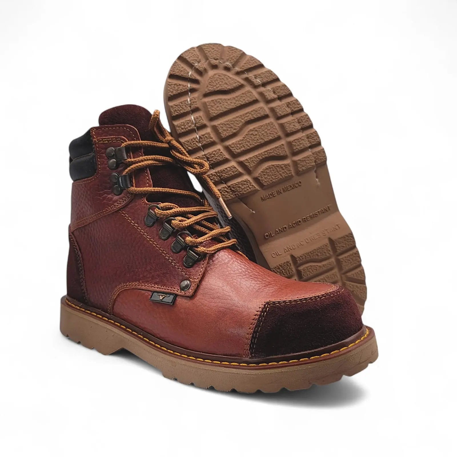 Men’s Leather Work Shoe – Round Toe | Cap Toe | Rubber Sole Shedron