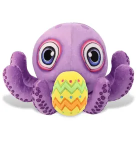 DOLLIBU Purple Octopus Polyester Stuffed Toy - 1 Dollibu Plush Buddies, 7.5Lx7.5Wx4.5H Inches, Spring Easter Eggs Theme, Yellow Accent, Customization, Baby & Boy Personalized Gift