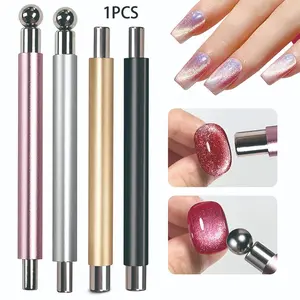 Double-Ended Glossy Nail Art Magnet Rod, Steel Ball Included, Cylindrical Magnet for UV Gel Nails, Professional Nail Design Tool