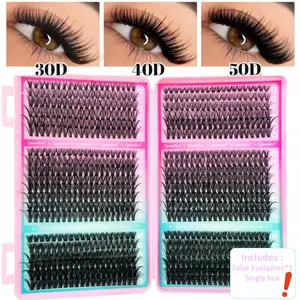 DIY Eyelash Extension Kit, Cosmetic Makeup: 800-piece set with 30/40/50D lash clusters, D-curl individual lashes, comes with glue, sealant, lash remover and lash tweezers, 8-16mm mixed-length